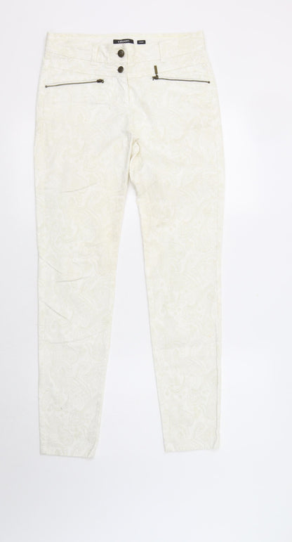 Olsen Womens Ivory Paisley Cotton Skinny Jeans Size 8 L31 in Regular Button