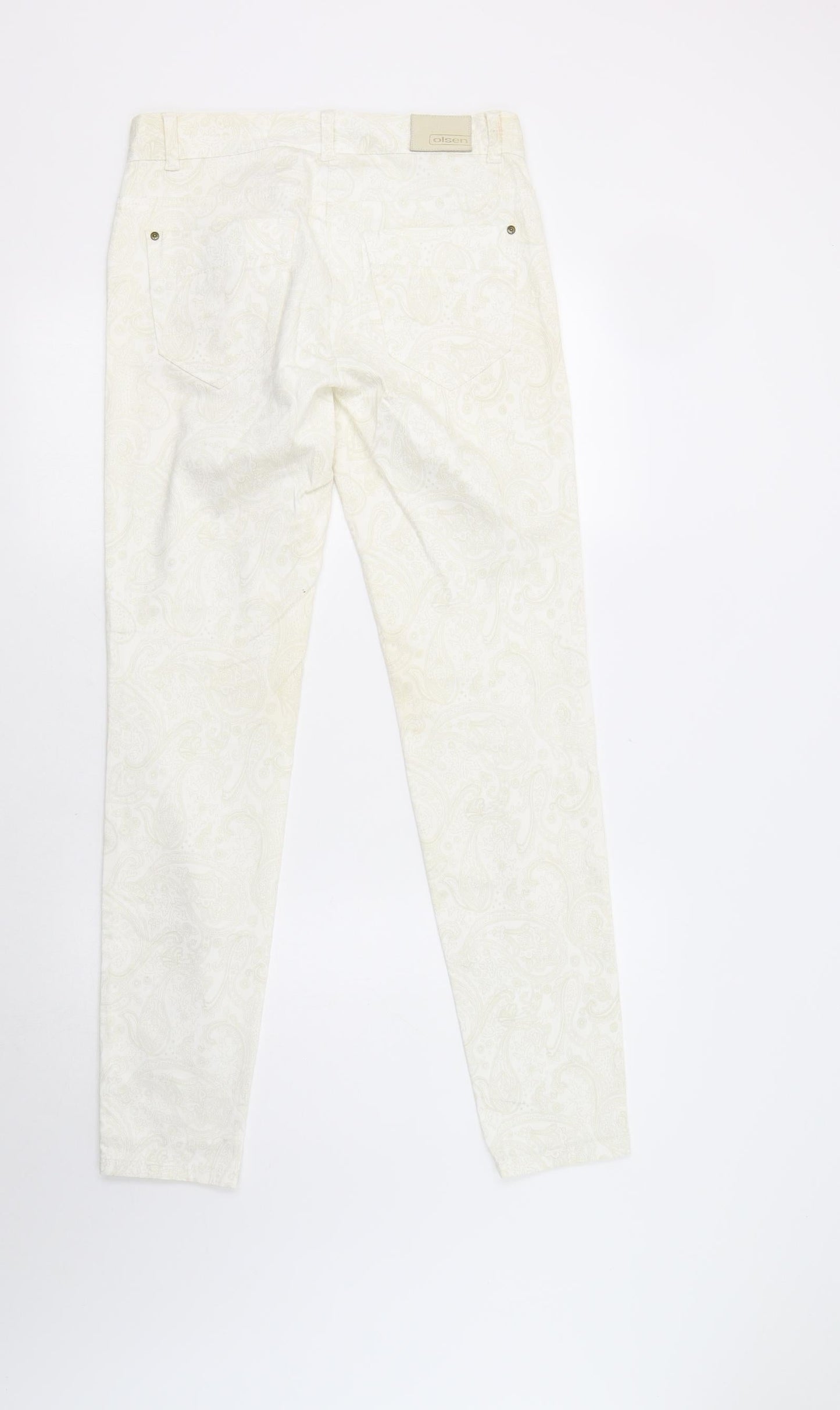 Olsen Womens Ivory Paisley Cotton Skinny Jeans Size 8 L31 in Regular Button