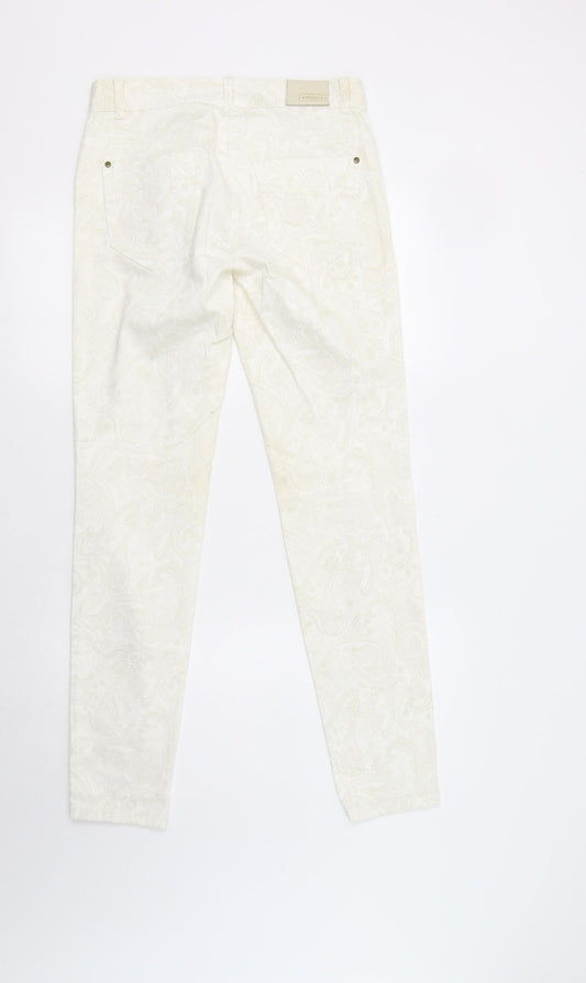 Olsen Womens Ivory Paisley Cotton Skinny Jeans Size 8 L31 in Regular Button