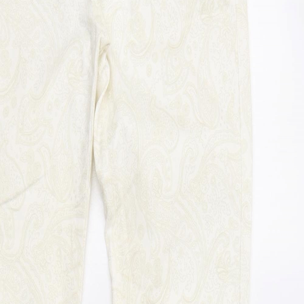 Olsen Womens Ivory Paisley Cotton Skinny Jeans Size 8 L31 in Regular Button
