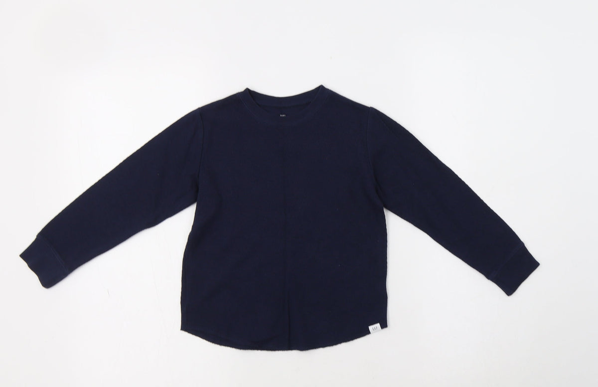 Additional front view of Gap boys’ blue crew neck cotton jumper, size 5, years