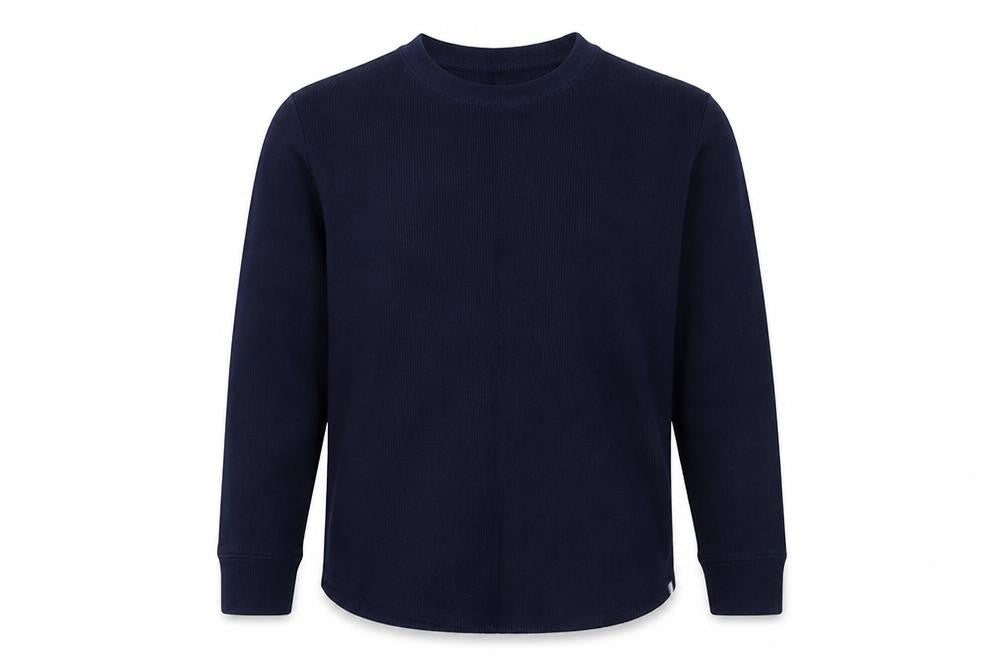 Front view of Gap boys’ blue crew neck cotton jumper, size 5, years