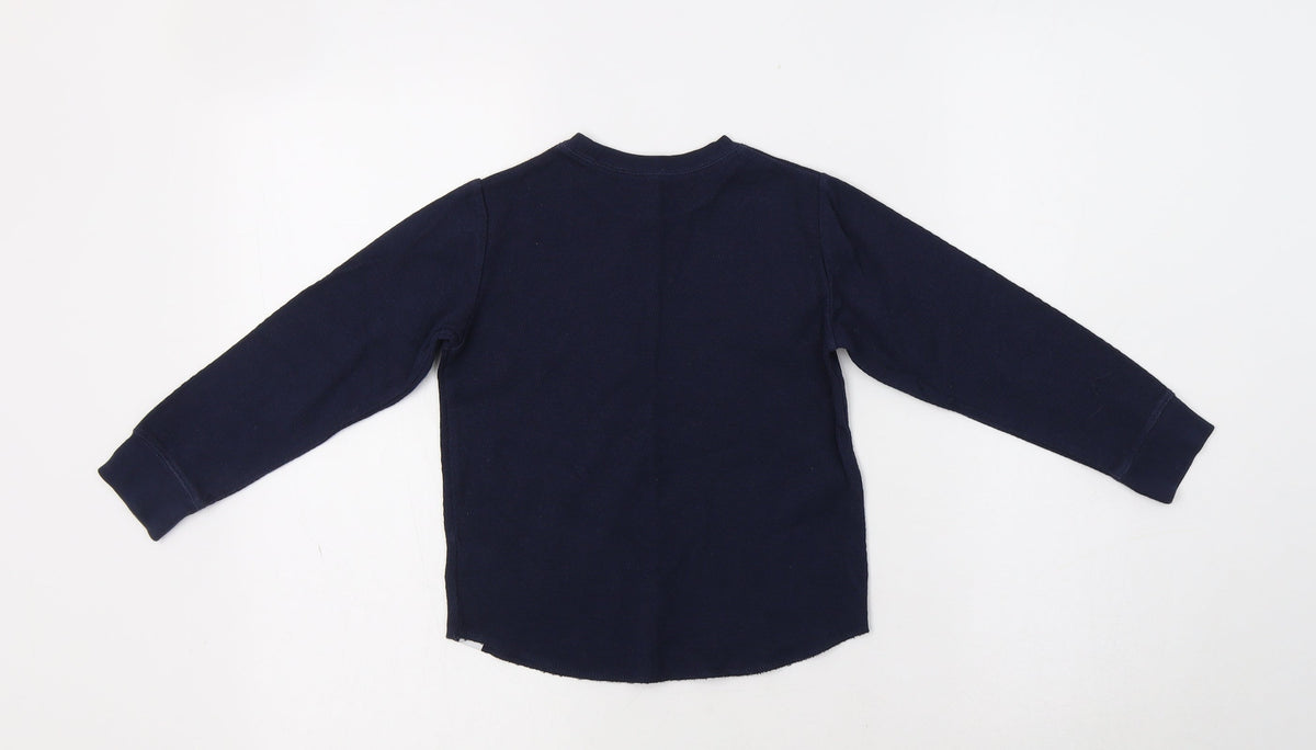 Back view of Gap boys’ blue crew neck cotton jumper, size 5, years