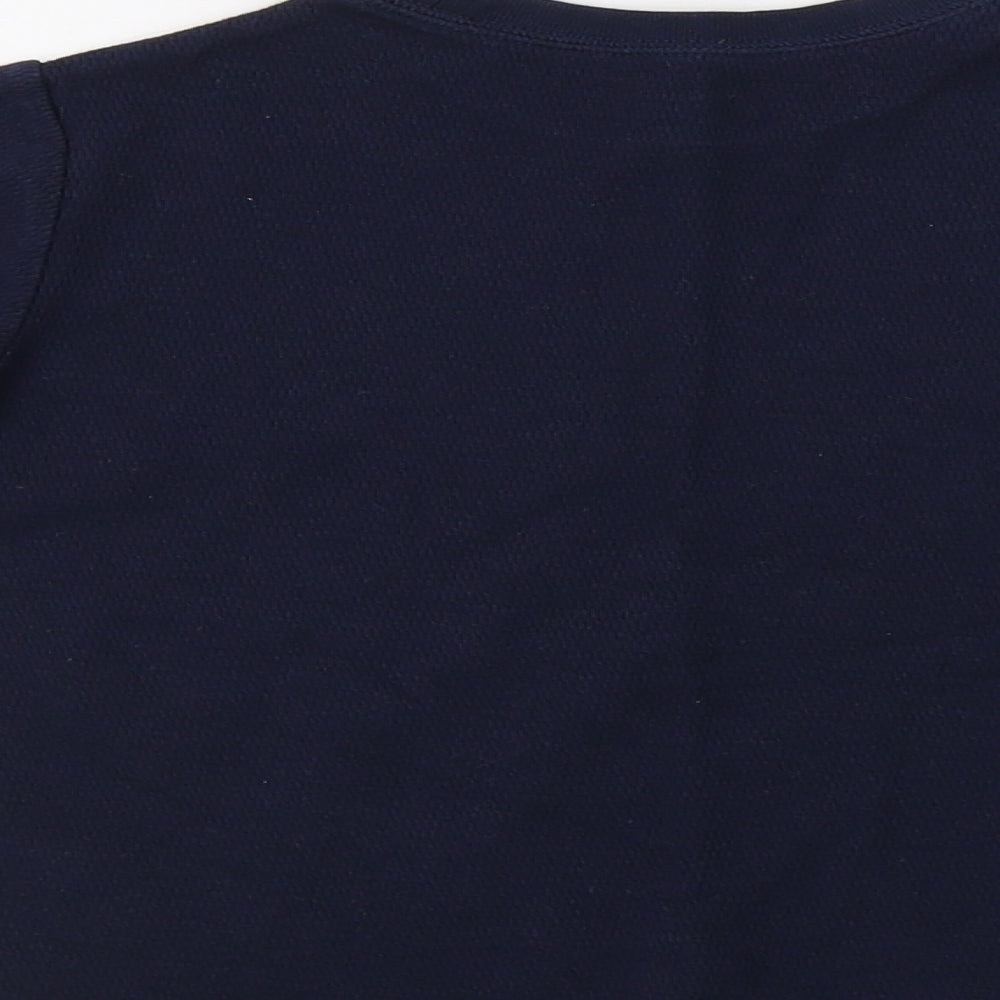 Brand and care label for Gap boys’ blue crew neck cotton jumper, size 5, years
