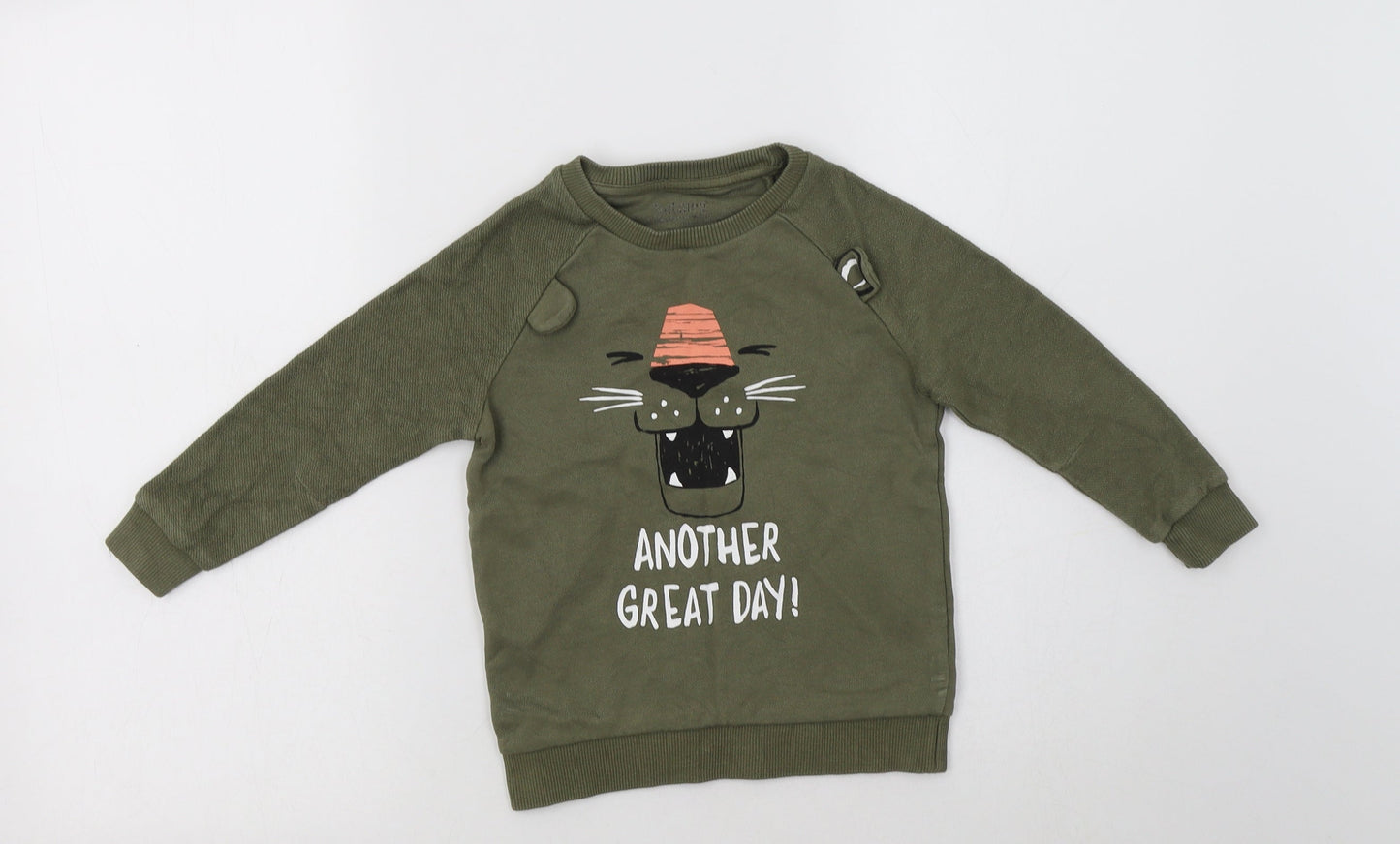 Nutmeg Girls Green  Cotton Pullover Sweatshirt Size 3-4 Years   - Big Cat