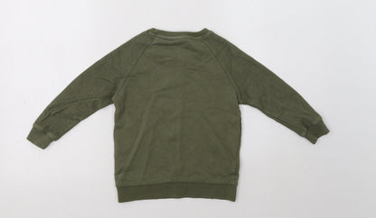 Nutmeg Girls Green  Cotton Pullover Sweatshirt Size 3-4 Years   - Big Cat
