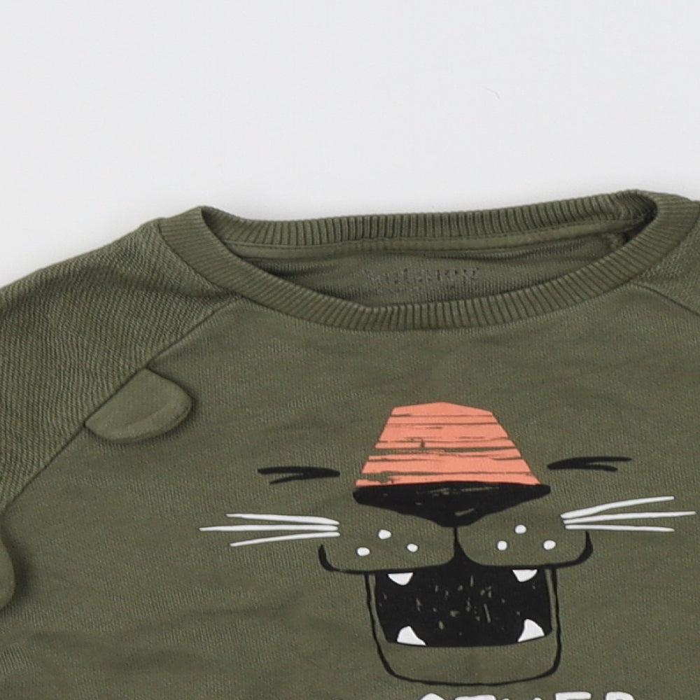 Nutmeg Girls Green  Cotton Pullover Sweatshirt Size 3-4 Years   - Big Cat