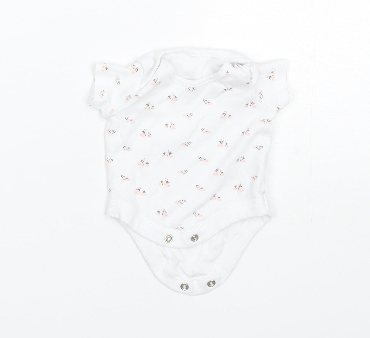 F&F Baby White Floral Cotton Romper One-Piece Size 0-3 Months