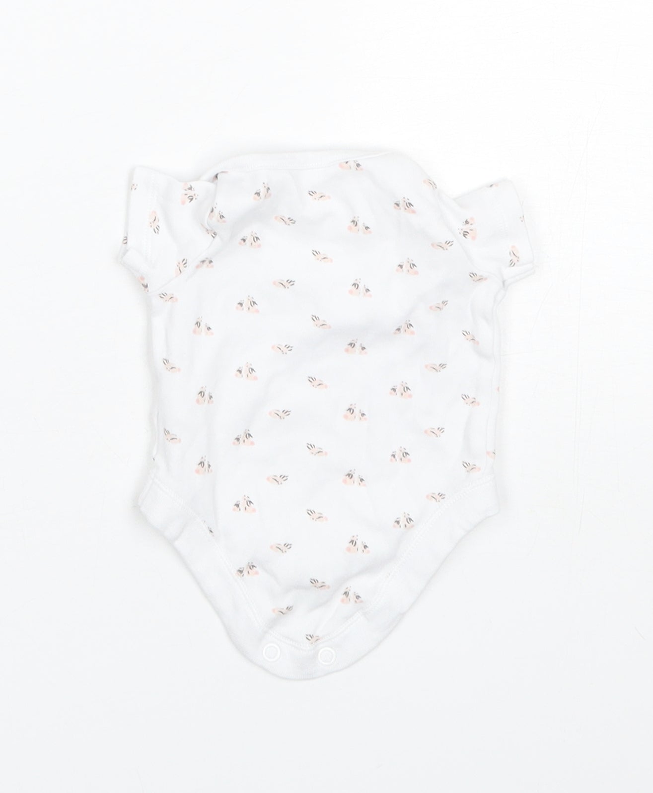 F&F Baby White Floral Cotton Romper One-Piece Size 0-3 Months