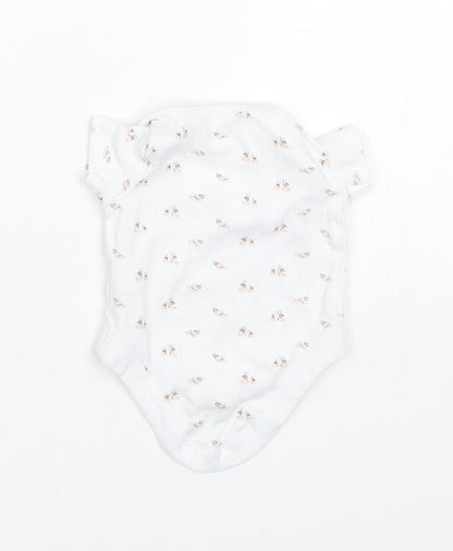 F&F Baby White Floral Cotton Romper One-Piece Size 0-3 Months