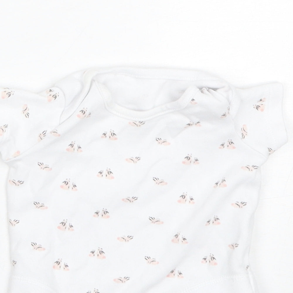 F&F Baby White Floral Cotton Romper One-Piece Size 0-3 Months