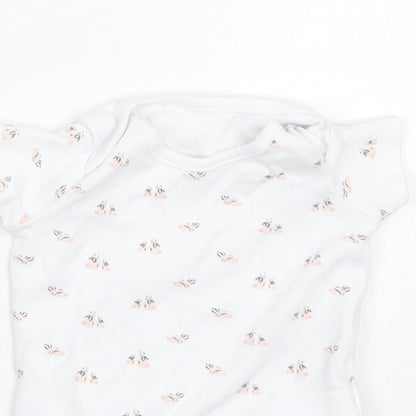 F&F Baby White Floral Cotton Romper One-Piece Size 0-3 Months
