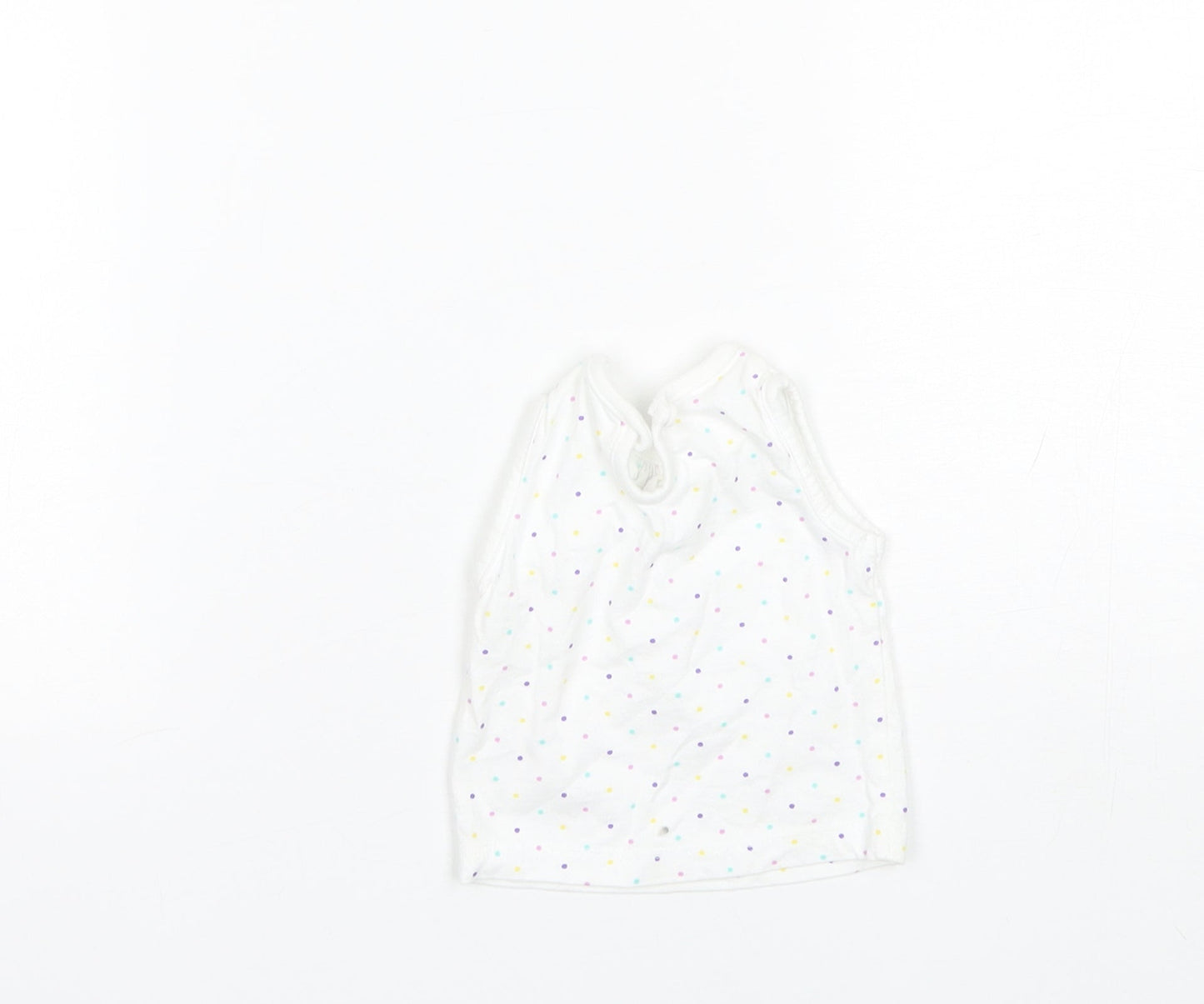 F&F Baby White Polka Dot Cotton Basic T-Shirt Size 0-3 Months Round Neck