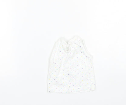 F&F Baby White Polka Dot Cotton Basic T-Shirt Size 0-3 Months Round Neck