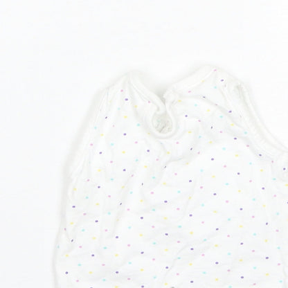 F&F Baby White Polka Dot Cotton Basic T-Shirt Size 0-3 Months Round Neck