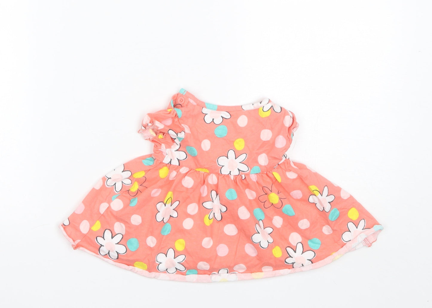 Marks and Spencer Baby Pink Polka Dot Cotton Shift  Size 3-6 Months  Round Neck
