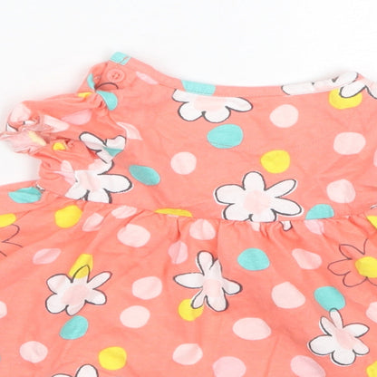 Marks and Spencer Baby Pink Polka Dot Cotton Shift  Size 3-6 Months  Round Neck