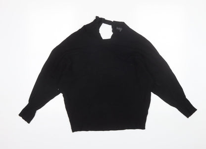 F&F Womens Black Round Neck  Viscose Pullover Jumper Size 8