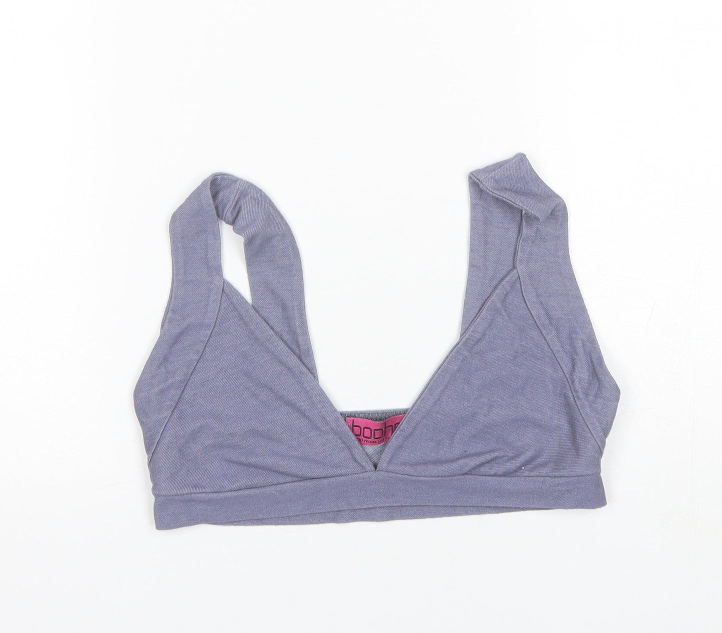 Boohoo Womens Blue  Polyester Cropped Tank Size 8 V-Neck