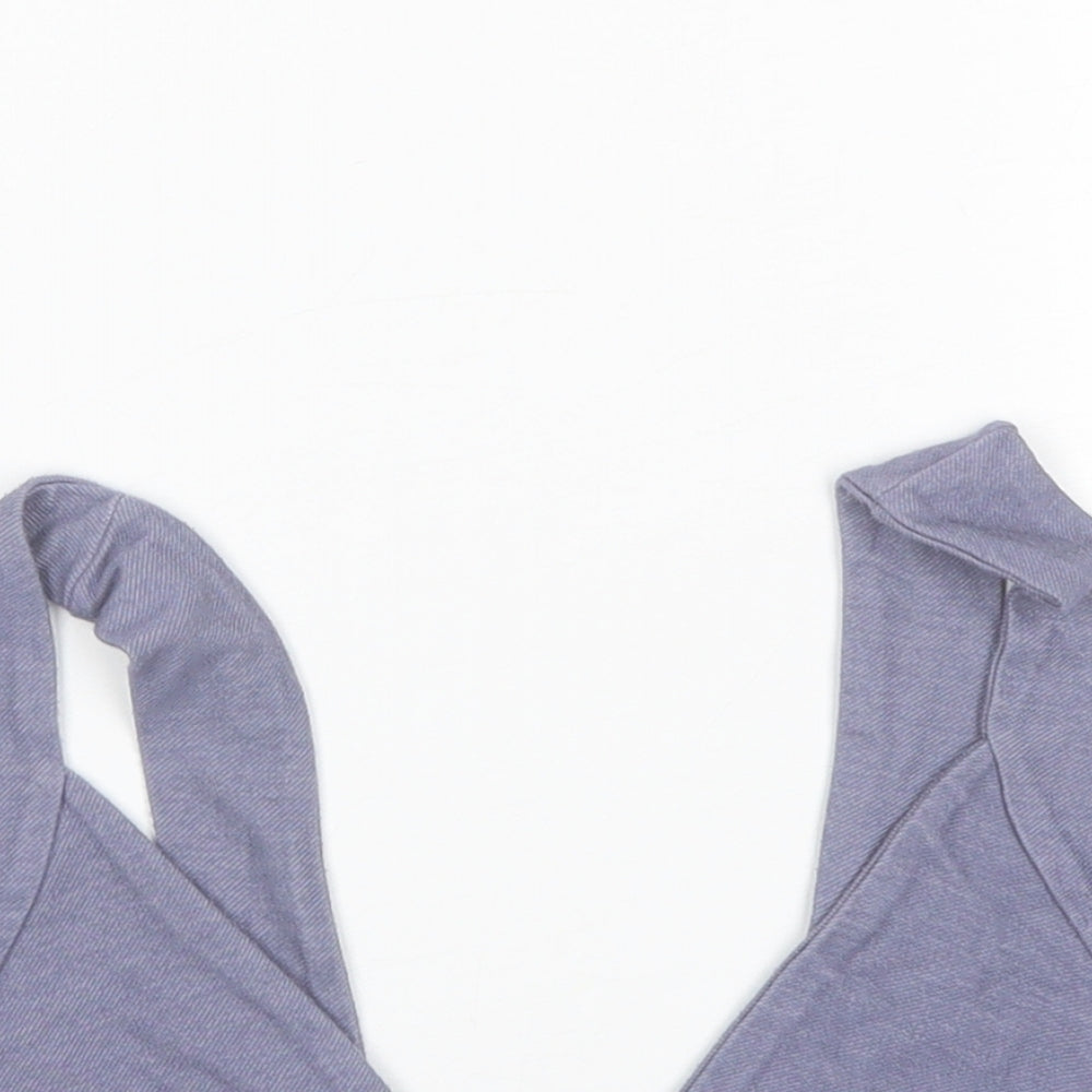 Boohoo Womens Blue  Polyester Cropped Tank Size 8 V-Neck