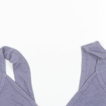 Boohoo Womens Blue  Polyester Cropped Tank Size 8 V-Neck