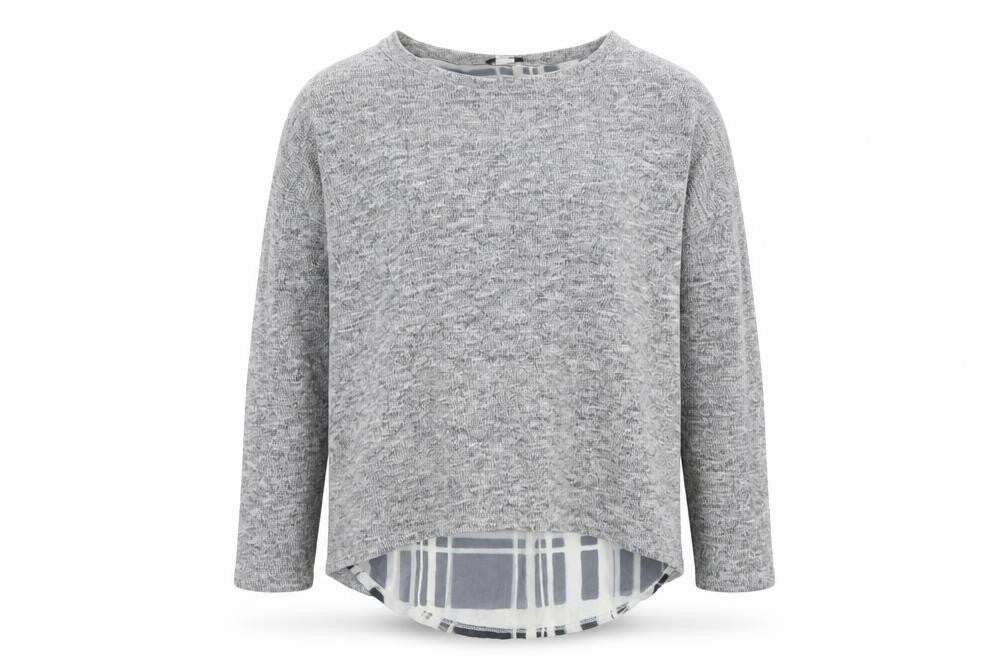Front view of River Island girls’ grey round neck polyester jumper, size 11-12, years