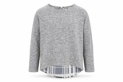 Front view of River Island girls’ grey round neck polyester jumper, size 11-12, years