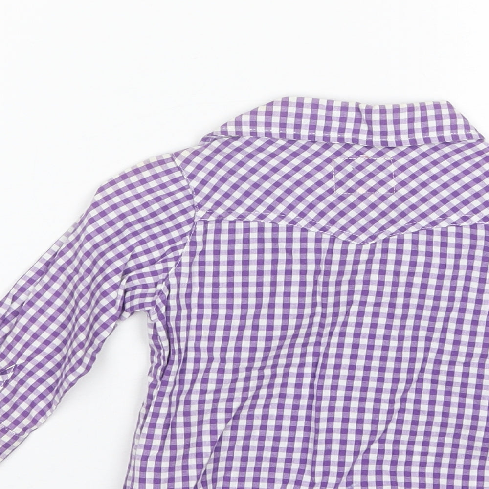 Brand and care label for Funk Jeans Baby Purple Plaid Cotton Basic Button-Up, size 12, Months Collared