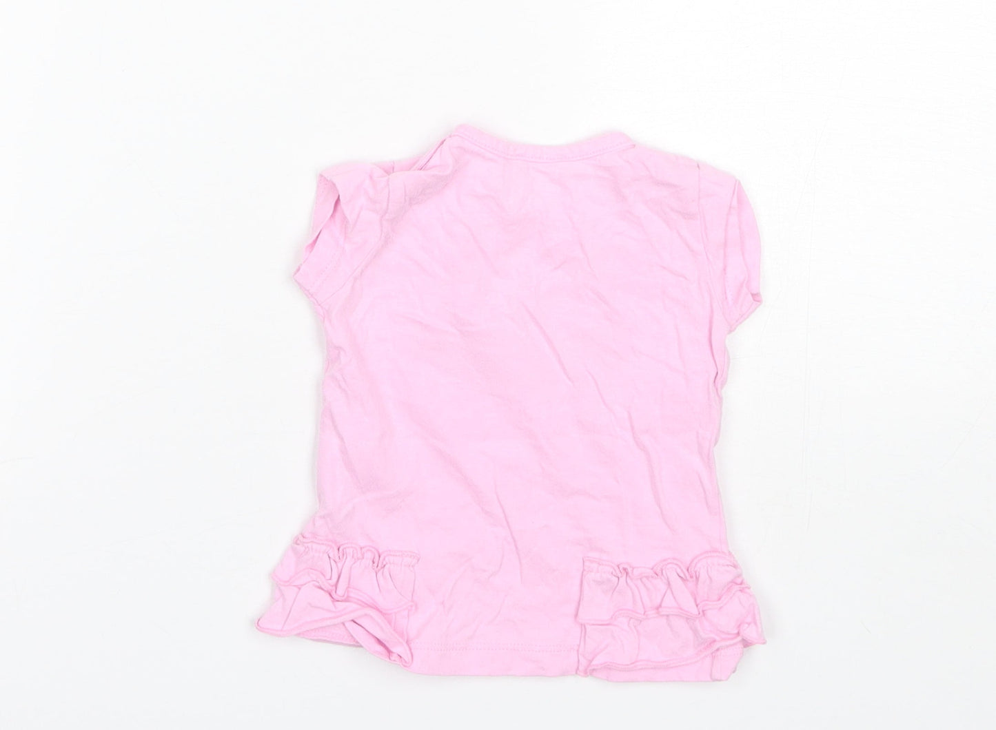 Benetton Baby Pink  Cotton Basic T-Shirt Size 6-9 Months Round Neck