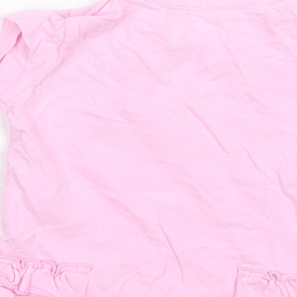 Benetton Baby Pink  Cotton Basic T-Shirt Size 6-9 Months Round Neck