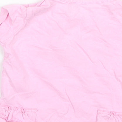 Benetton Baby Pink  Cotton Basic T-Shirt Size 6-9 Months Round Neck