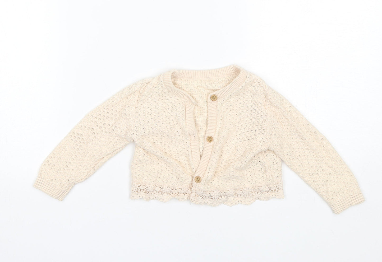 George Baby Beige  Cotton Cardigan Jumper Size 6-9 Months