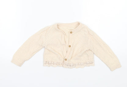 George Baby Beige  Cotton Cardigan Jumper Size 6-9 Months