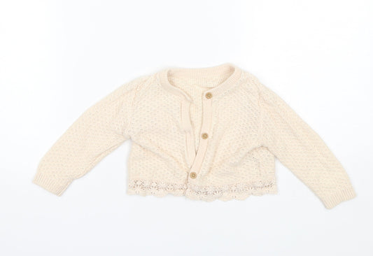 George Baby Beige  Cotton Cardigan Jumper Size 6-9 Months