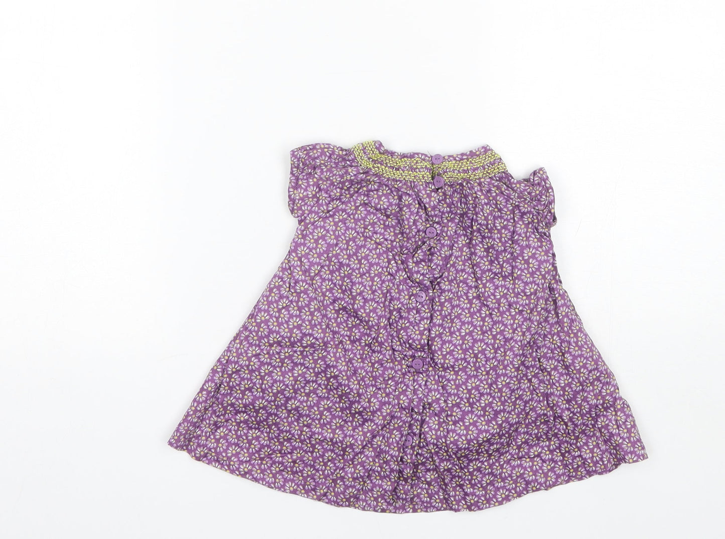 Du Pareil au meme Baby Purple Floral Cotton Shift  Size 3-6 Months  Round Neck
