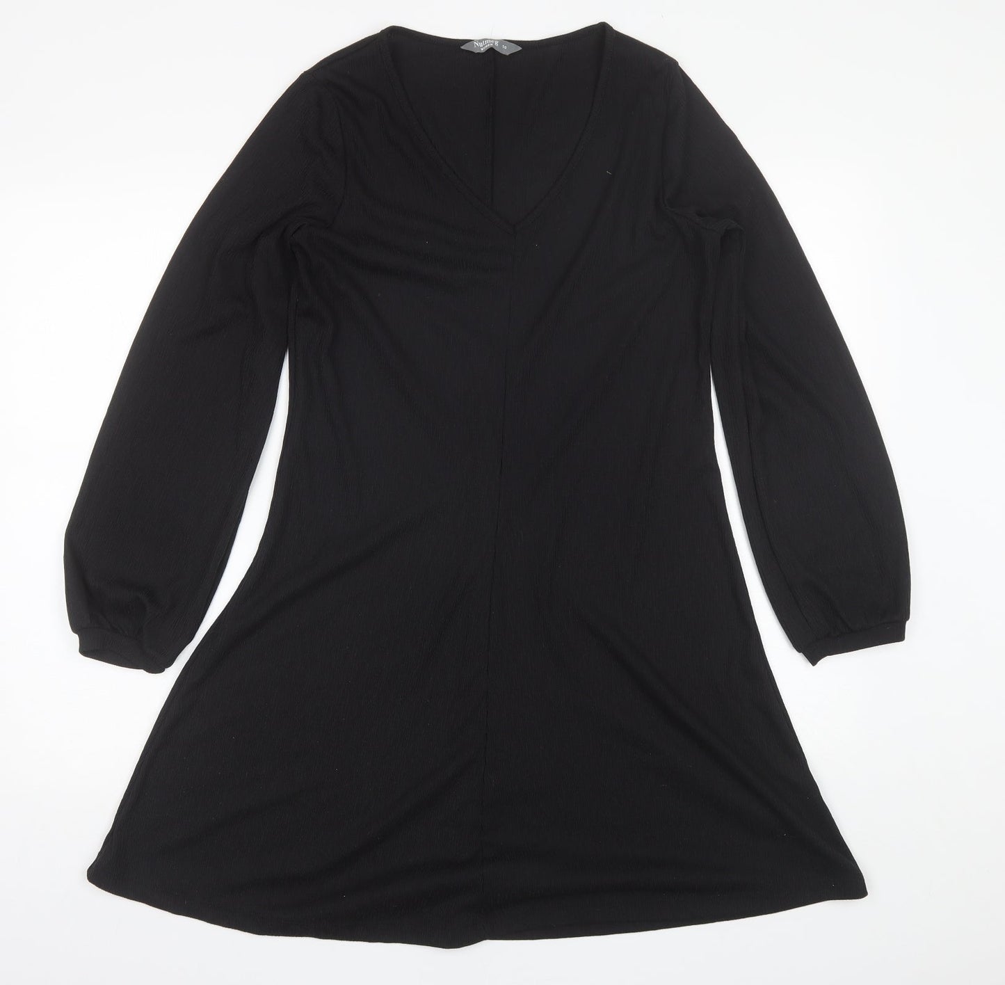 Nutmeg Womens Black  Polyester Shift  Size 10  V-Neck