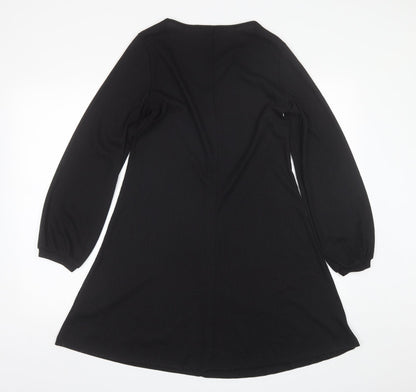 Nutmeg Womens Black  Polyester Shift  Size 10  V-Neck