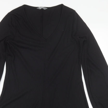 Nutmeg Womens Black  Polyester Shift  Size 10  V-Neck