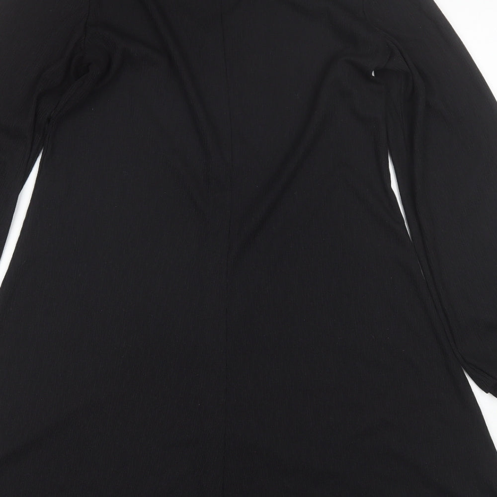 Nutmeg Womens Black  Polyester Shift  Size 10  V-Neck