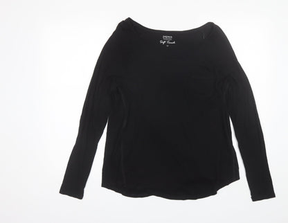 Papaya Womens Black  Modal Basic T-Shirt Size 12 Round Neck