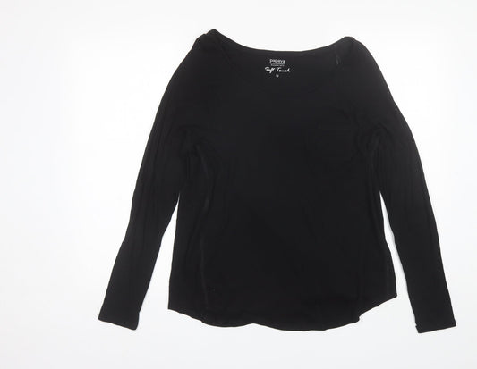 Papaya Womens Black  Modal Basic T-Shirt Size 12 Round Neck