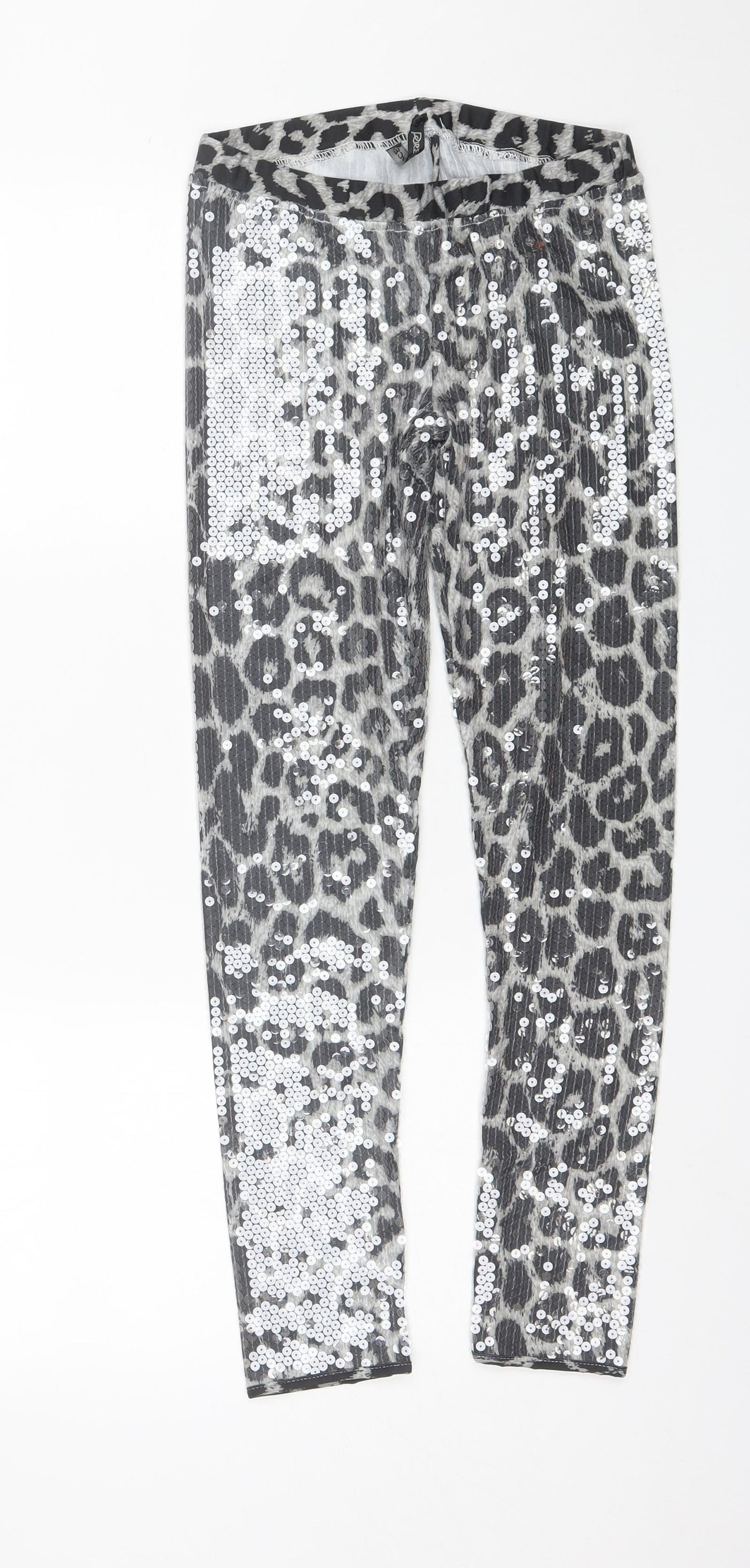PURE OXEGEN Womens Grey Animal Print Viscose Jogger Leggings Size S L27 in
