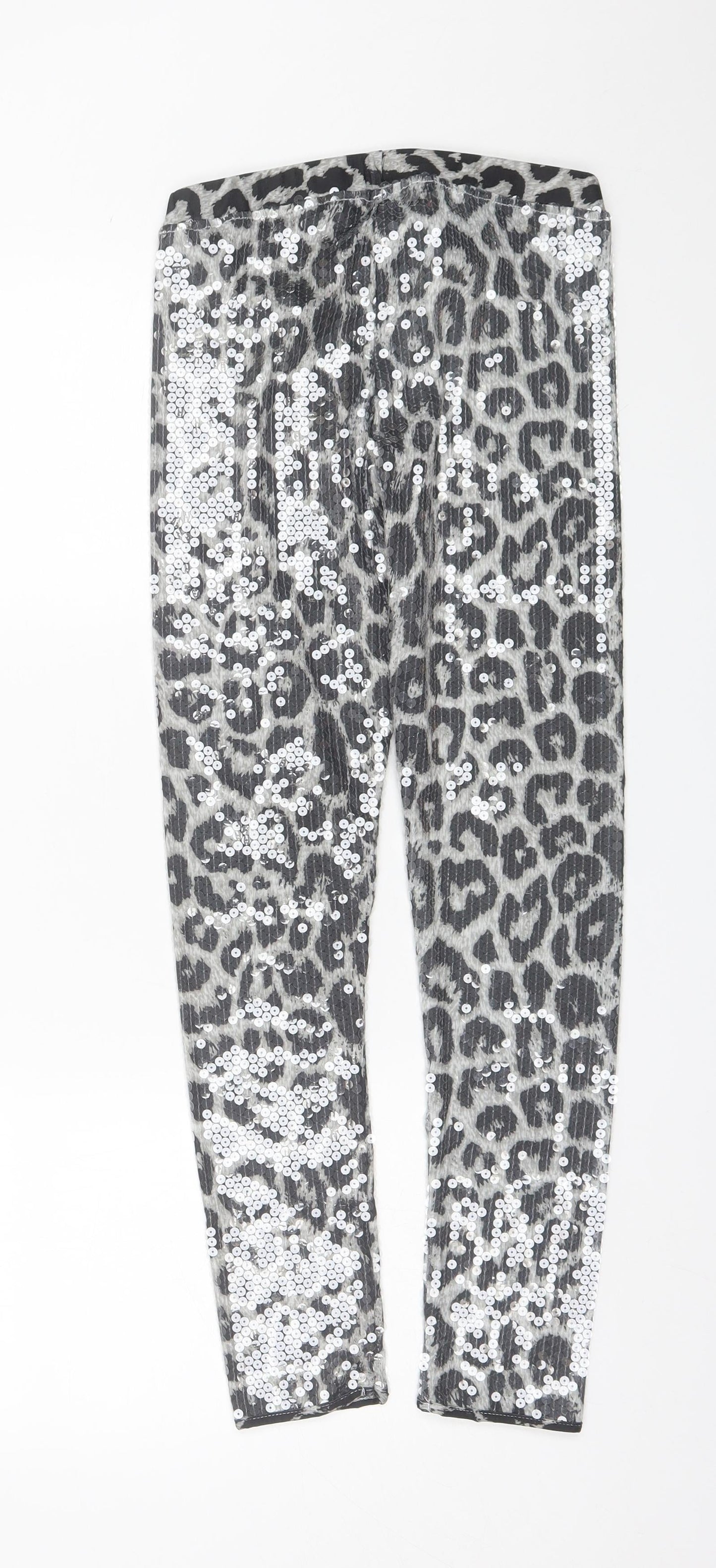 PURE OXEGEN Womens Grey Animal Print Viscose Jogger Leggings Size S L27 in
