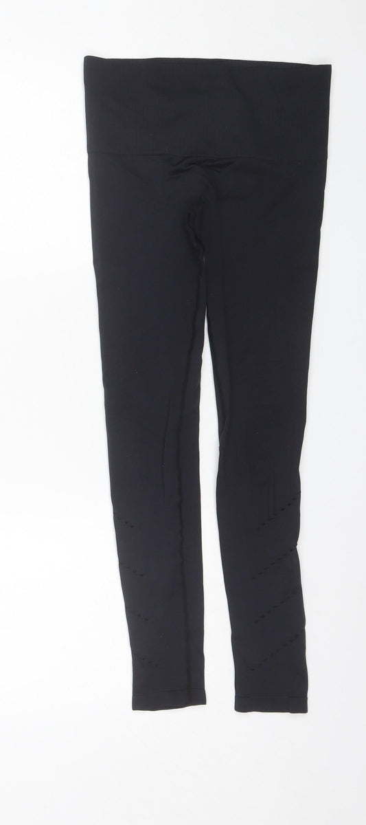 Workout Womens Black  Polyamide Compression Leggings Size 4 L24 in Regular  - size 4-6