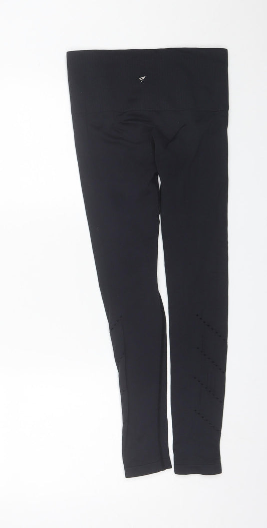 Workout Womens Black  Polyamide Compression Leggings Size 4 L24 in Regular  - size 4-6