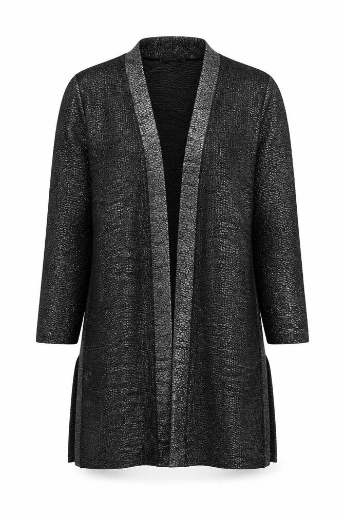 Front view of Oasis women’s black v-neck polyester shrug jumper, size S