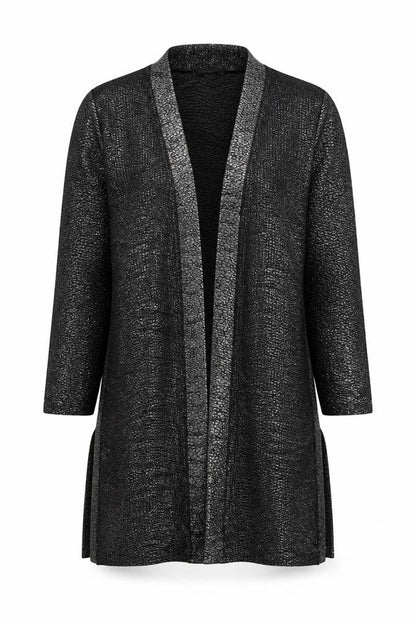 Front view of Oasis women’s black v-neck polyester shrug jumper, size S