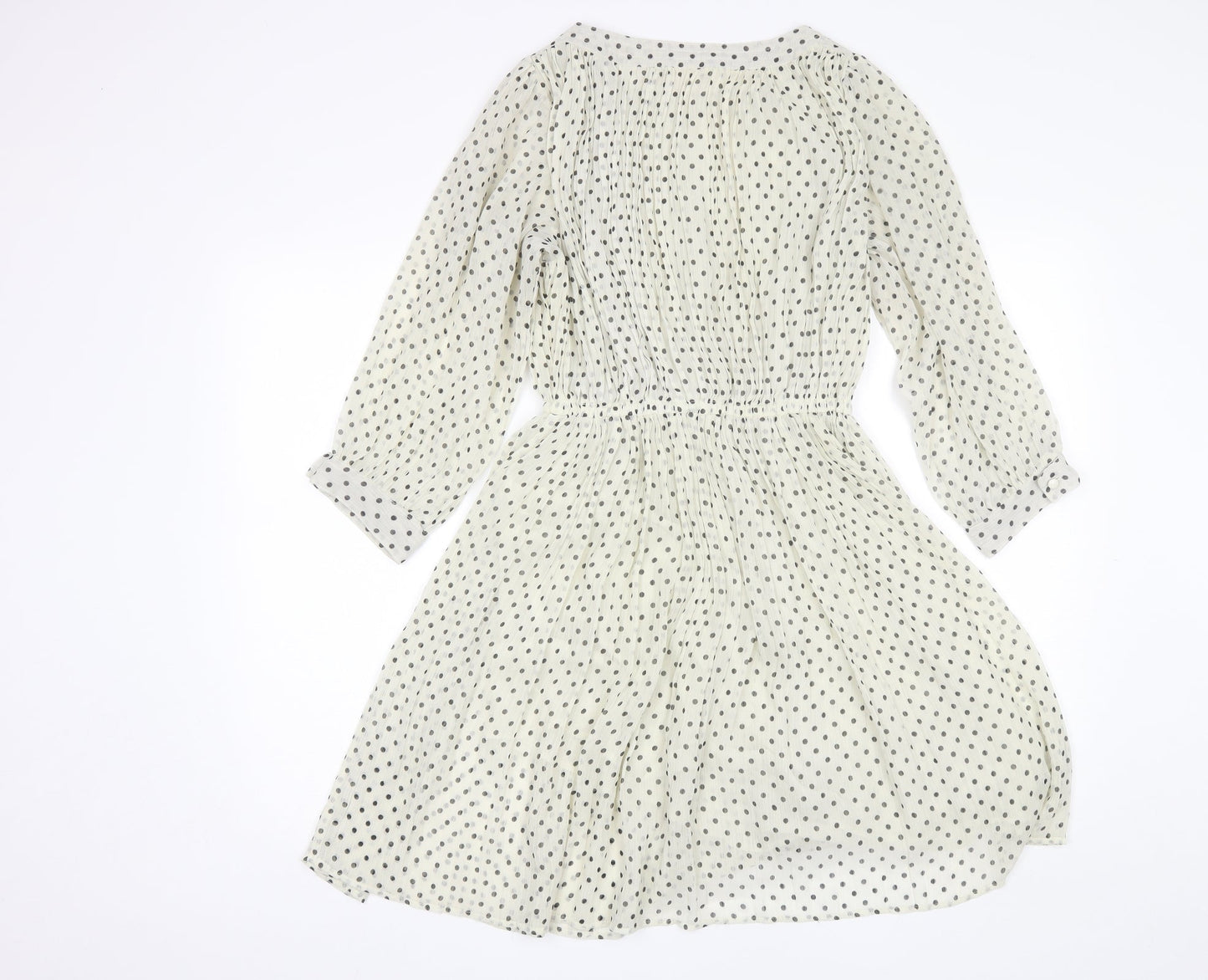 H&M Womens White Polka Dot Polyester Shift  Size 6  Round Neck