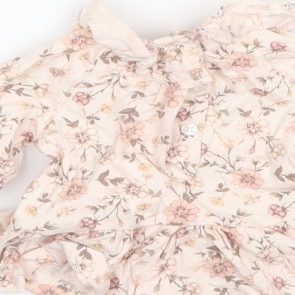 Brand and care label for George Baby Pink Floral Cotton Basic Blouse, size 0-3, Months Collared
