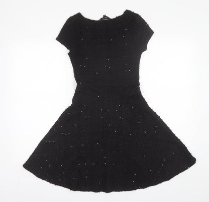 New Look Womens Black  Polyester Shift  Size 8  Round Neck